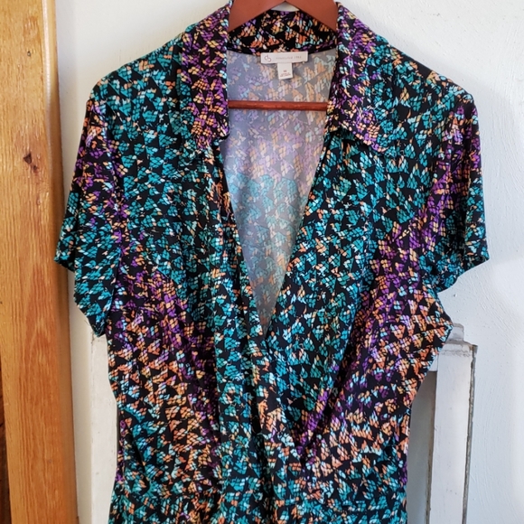 Reptile Print Faux Wrap Dress - Picture 2 of 6